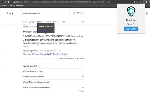 EtherLens  from Chrome web store to be run with OffiDocs Chromium online