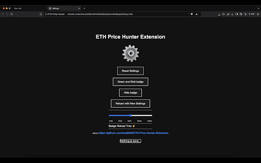 ETH Price Hunter  from Chrome web store to be run with OffiDocs Chromium online