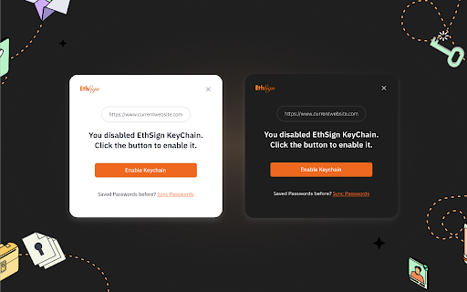 EthSign Keychain  from Chrome web store to be run with OffiDocs Chromium online