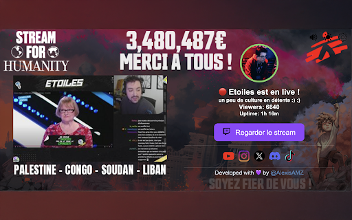 Etoiles Twitch  YouTube Notifications  from Chrome web store to be run with OffiDocs Chromium online