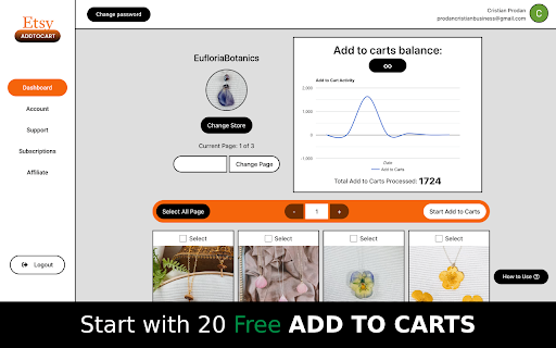 Etsy Add to carts  from Chrome web store to be run with OffiDocs Chromium online