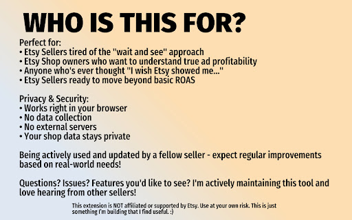 Etsy Ads Helper  from Chrome web store to be run with OffiDocs Chromium online