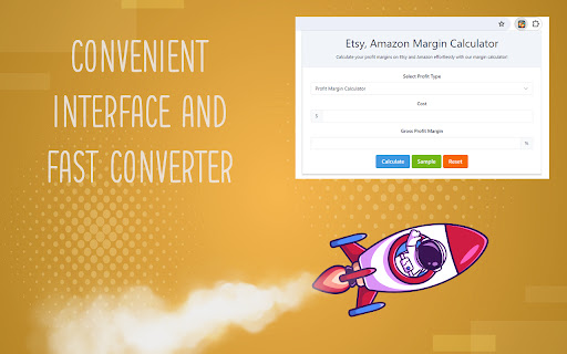 Etsy, Amazon Margin Calculator  from Chrome web store to be run with OffiDocs Chromium online