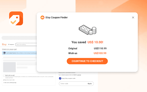 Etsy Coupon Finder  from Chrome web store to be run with OffiDocs Chromium online