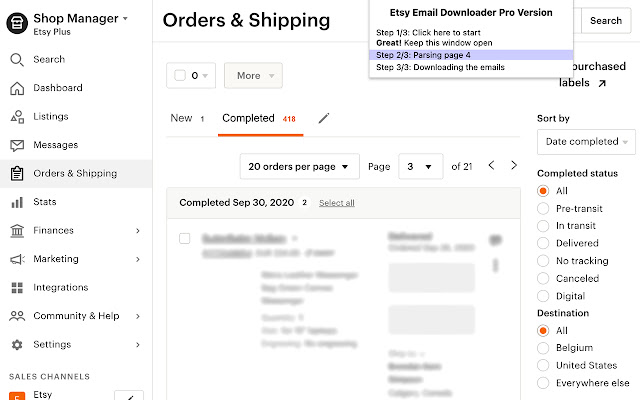 Etsy Email Downloader Pro Version  from Chrome web store to be run with OffiDocs Chromium online