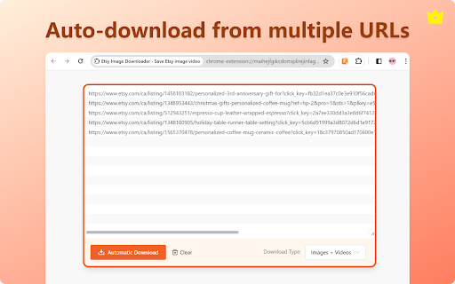 Etsy Image Downloader Save Etsy image video  from Chrome web store to be run with OffiDocs Chromium online