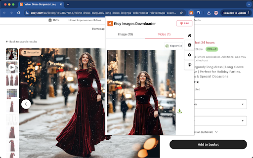 Etsy Images Downloader Download HD Images  Videos  from Chrome web store to be run with OffiDocs Chromium online