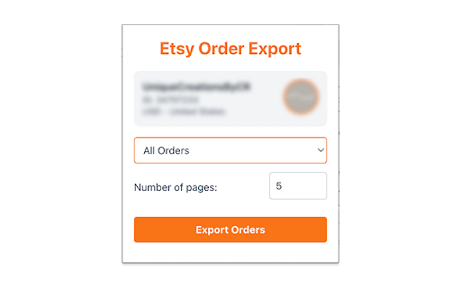 Etsy Order Exporter  from Chrome web store to be run with OffiDocs Chromium online