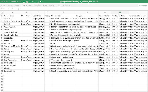 Etsy Reviews Extractor Scrape Data to CSV  from Chrome web store to be run with OffiDocs Chromium online
