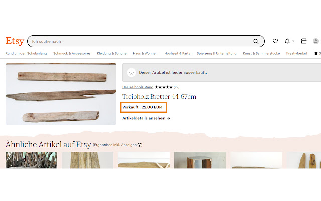 Etsy Sold out  from Chrome web store to be run with OffiDocs Chromium online