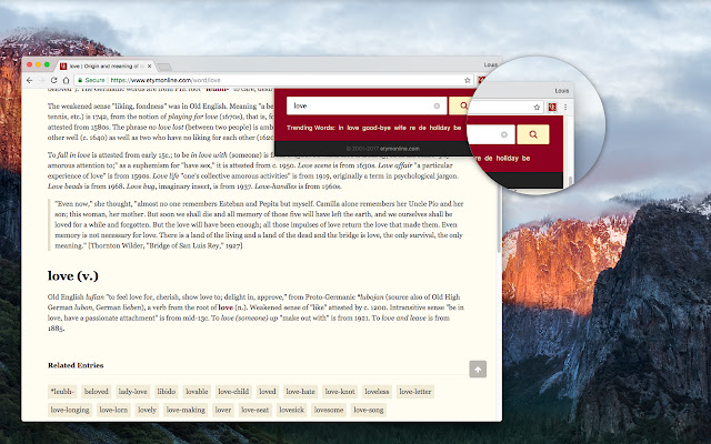 Etymonline  from Chrome web store to be run with OffiDocs Chromium online