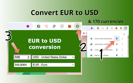 Euro to USD Conversion  from Chrome web store to be run with OffiDocs Chromium online