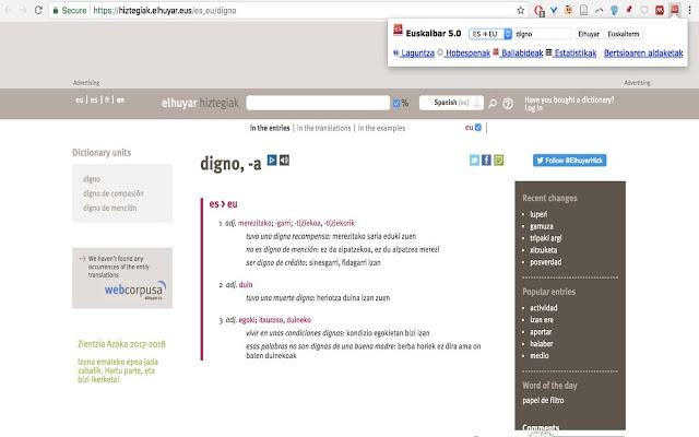 Euskalbar  from Chrome web store to be run with OffiDocs Chromium online