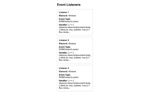 Event Listener Visualizer  from Chrome web store to be run with OffiDocs Chromium online