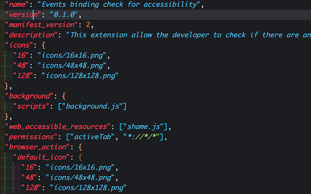 Events binding check for accessibility  from Chrome web store to be run with OffiDocs Chromium online