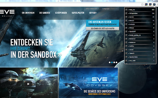 EVE Online Streams  from Chrome web store to be run with OffiDocs Chromium online