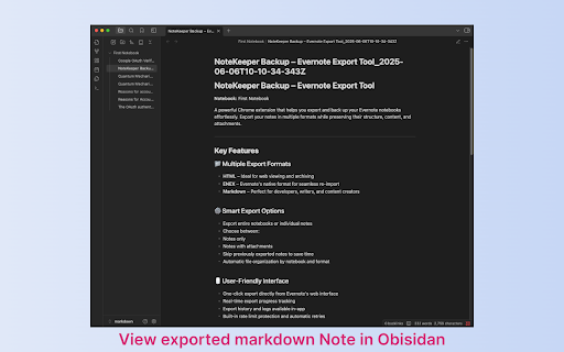 Evernote Backup exporter  from Chrome web store to be run with OffiDocs Chromium online