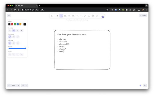 Excalidraw in New Tab  from Chrome web store to be run with OffiDocs Chromium online