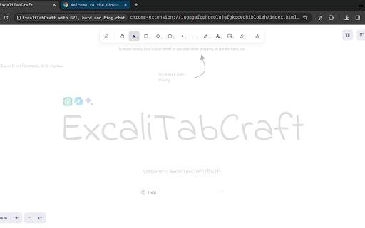 ExcaliTabCraft with GPT, bard and Bing chat  from Chrome web store to be run with OffiDocs Chromium online