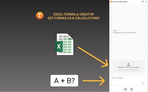 Excel Formula Creator  from Chrome web store to be run with OffiDocs Chromium online