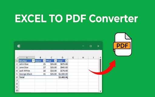 Excel to pdf  from Chrome web store to be run with OffiDocs Chromium online