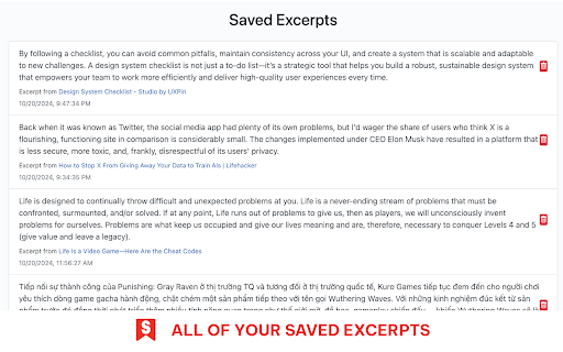 Excerpt Saver  from Chrome web store to be run with OffiDocs Chromium online