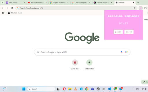 Exercise Reminder  from Chrome web store to be run with OffiDocs Chromium online
