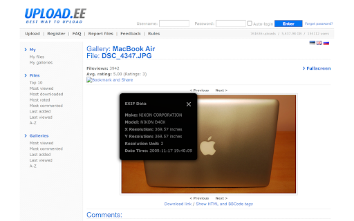 EXIF Metadata Viewer Find Information About Images  from Chrome web store to be run with OffiDocs Chromium online