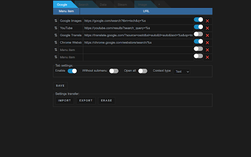 Expand Search Context Menu  from Chrome web store to be run with OffiDocs Chromium online