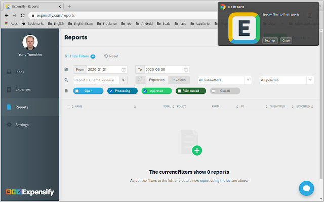 Expensify Downloader  from Chrome web store to be run with OffiDocs Chromium online