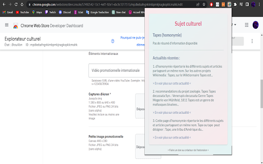 Explorateur culturel  from Chrome web store to be run with OffiDocs Chromium online