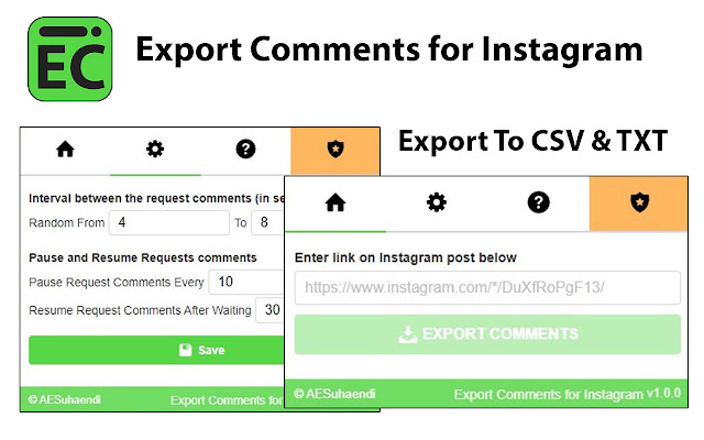 Export Comments for Instagram  from Chrome web store to be run with OffiDocs Chromium online