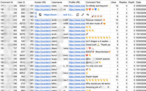 Export Comments, Including Nested Replies for IG  from Chrome web store to be run with OffiDocs Chromium online