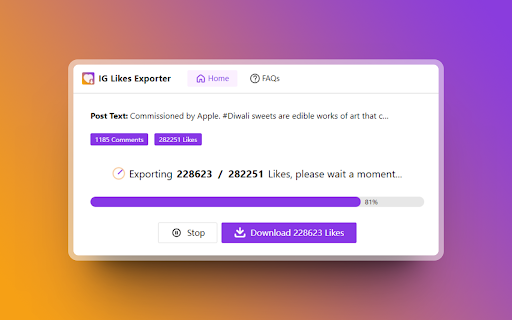 Export IG Likes IG Likes Exporter  from Chrome web store to be run with OffiDocs Chromium online