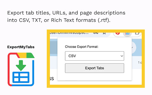 ExportMyTabs  from Chrome web store to be run with OffiDocs Chromium online