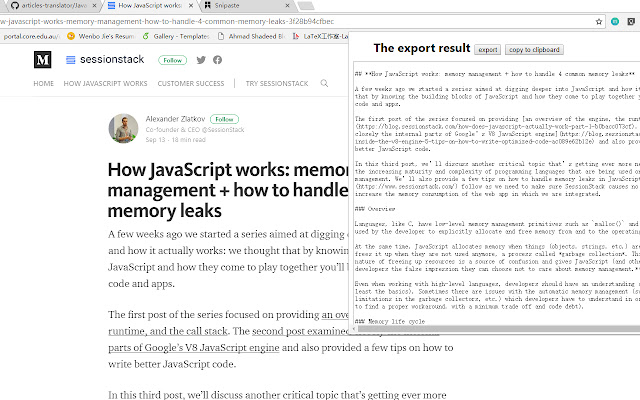 Export to Markdown  from Chrome web store to be run with OffiDocs Chromium online