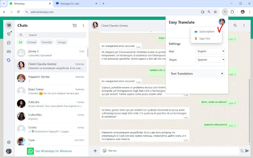 Exsy Translate  from Chrome web store to be run with OffiDocs Chromium online