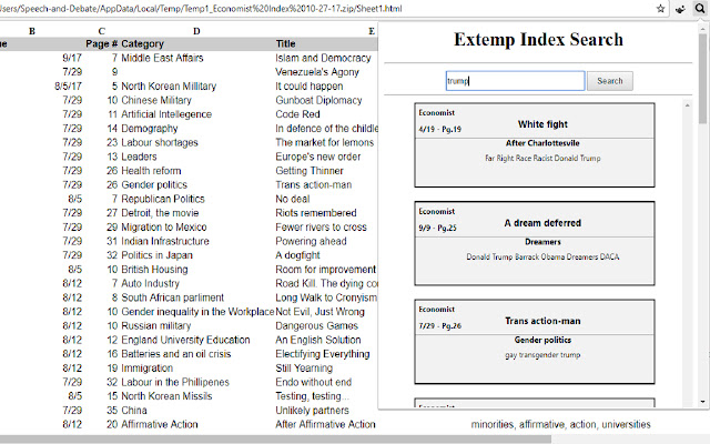 Extemp Index Search vanuit de Chrome-webwinkel om te worden uitgevoerd met OffiDocs Chromium online