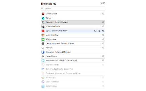 Extension Control Manager  from Chrome web store to be run with OffiDocs Chromium online