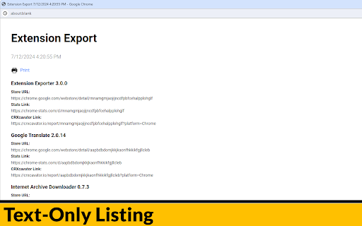 Extension Exporter  from Chrome web store to be run with OffiDocs Chromium online