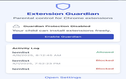 Extension Guardian  from Chrome web store to be run with OffiDocs Chromium online