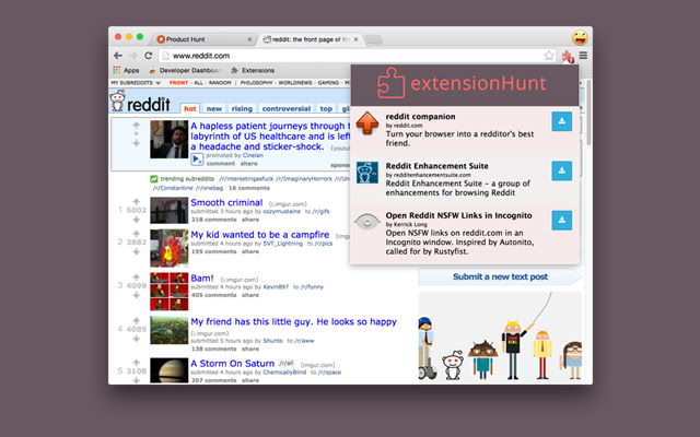 ExtensionHunt  from Chrome web store to be run with OffiDocs Chromium online