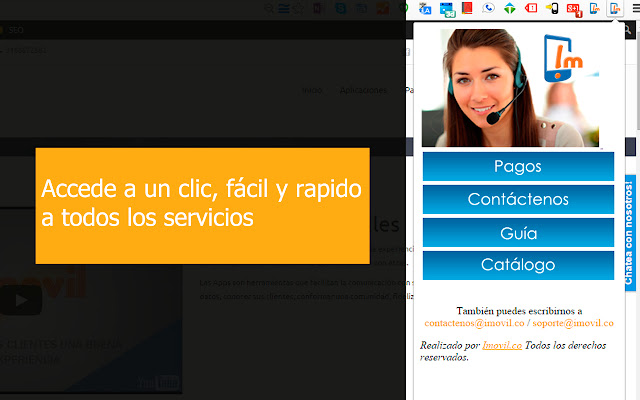 Extension imovil  from Chrome web store to be run with OffiDocs Chromium online