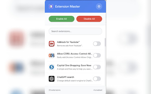 Extension Master  from Chrome web store to be run with OffiDocs Chromium online