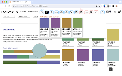 Extract Colors DevTool  from Chrome web store to be run with OffiDocs Chromium online