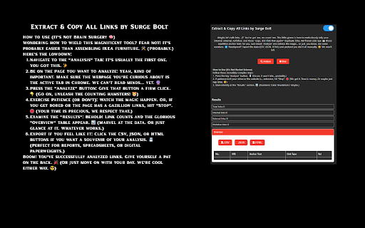 Extract  Copy All Links by Surge Bolt  from Chrome web store to be run with OffiDocs Chromium online