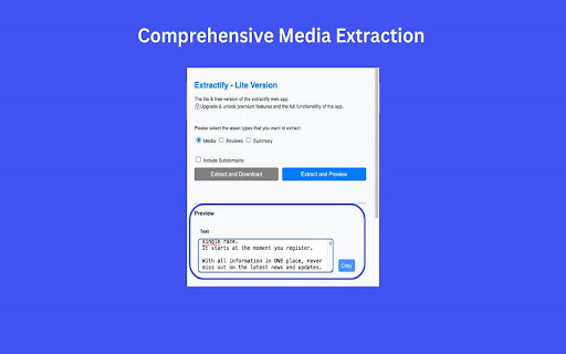 Extractify Lite  from Chrome web store to be run with OffiDocs Chromium online
