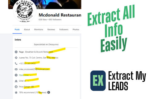 Extract My Lead  from Chrome web store to be run with OffiDocs Chromium online