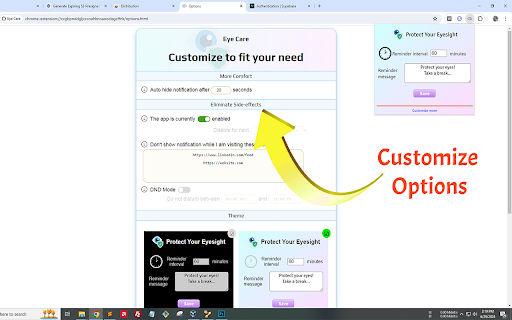 Eye Care Reminder  from Chrome web store to be run with OffiDocs Chromium online
