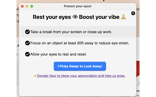 Eye Protector App from Computer Screen time  from Chrome web store to be run with OffiDocs Chromium online